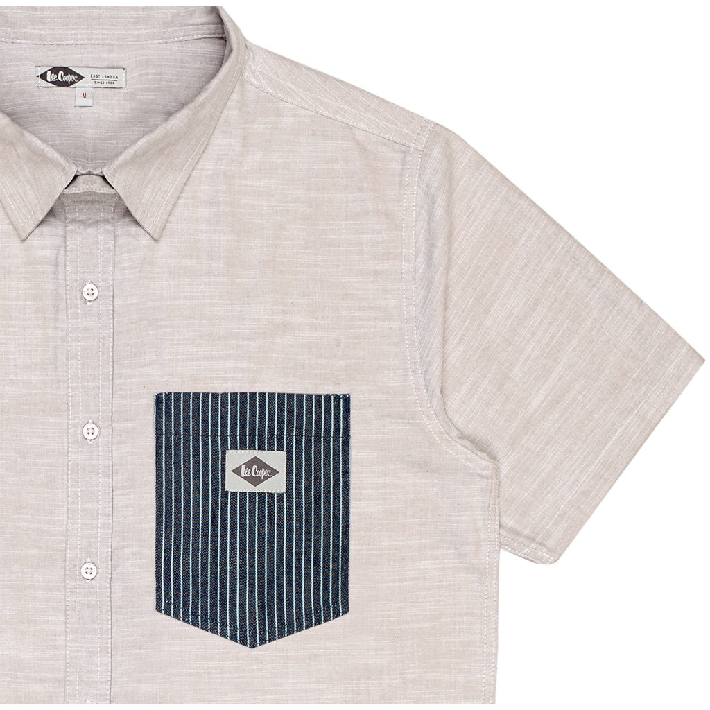 Lee Coper Short Sleeve Stripe Pocket Brown
