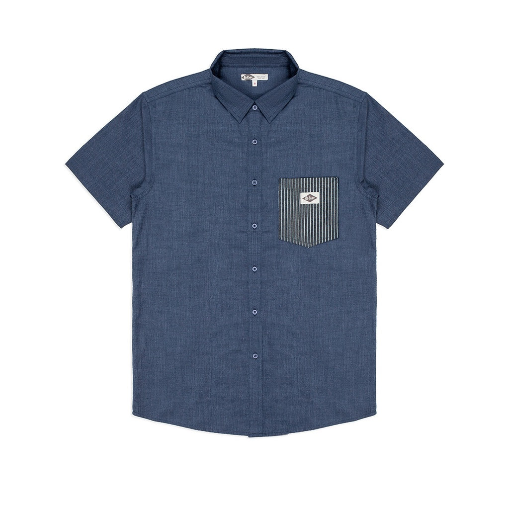 Lee Coper Short Sleeve Stripe Pocket Navy
