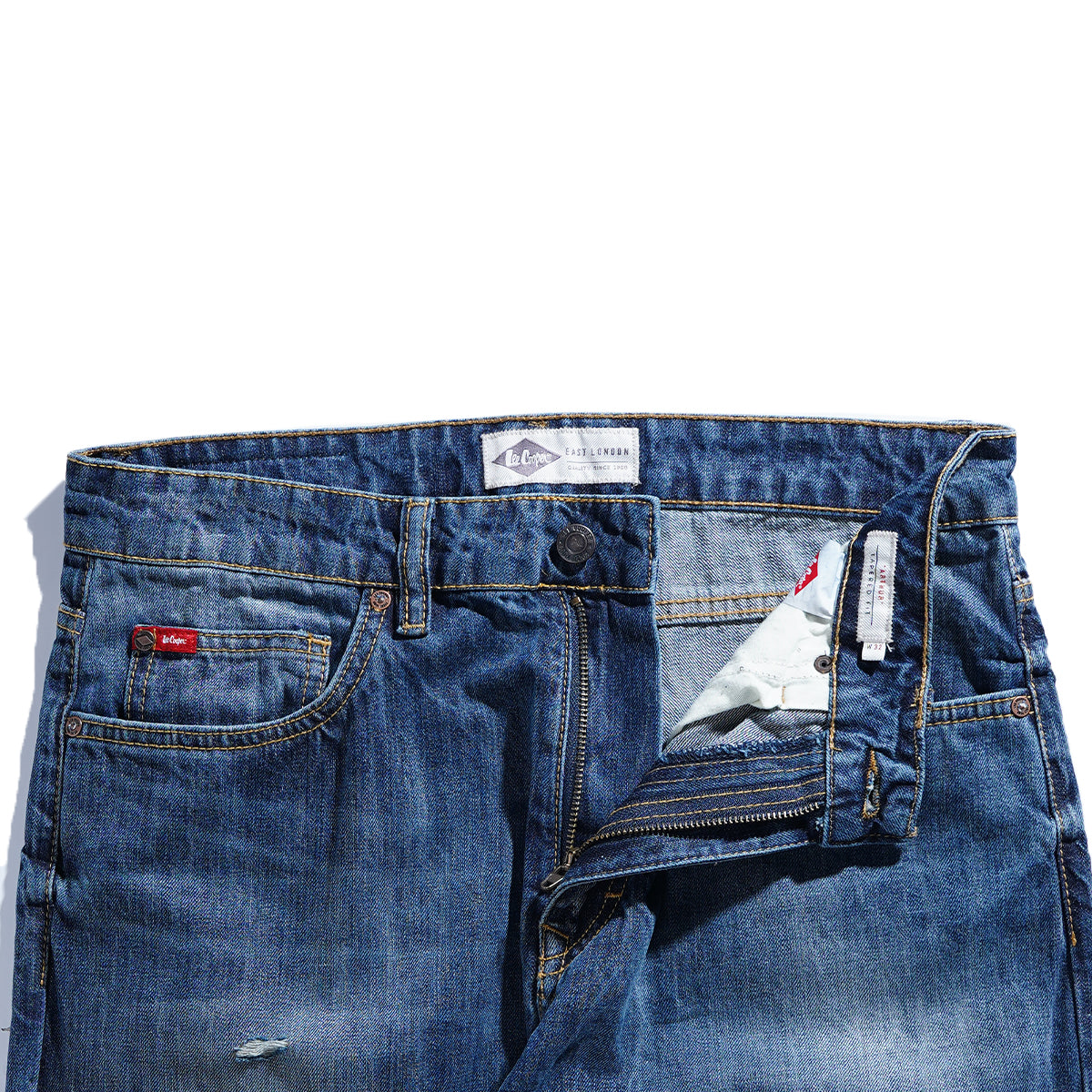 Lee Cooper Tapered Fit Jeans Arthur Ripped Medium Blue