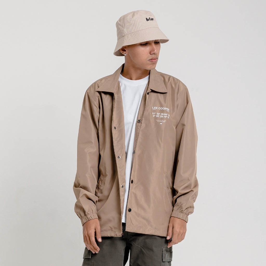Lee Cooper Coach Jacket Brand Logotype Beige