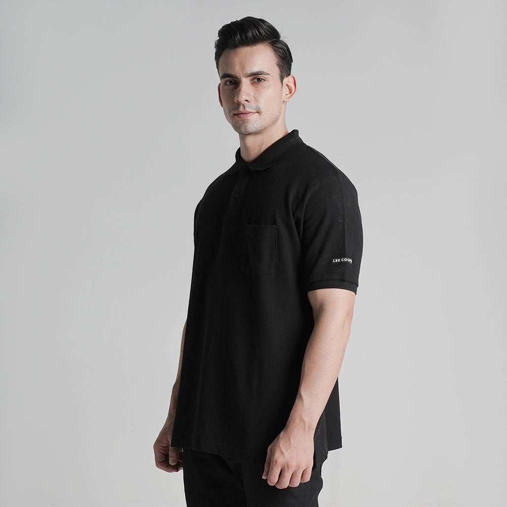 Lee Cooper Polo Shirt Pocket Black