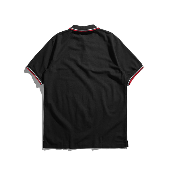 Lee Cooper Polo Shirt Stripe Diamond Logo Black