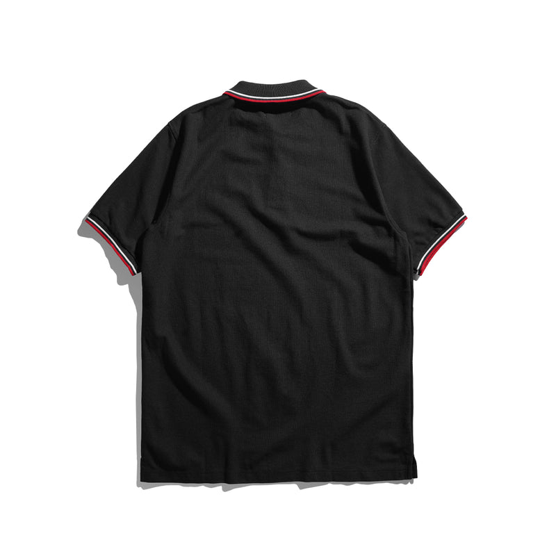 Lee Cooper Polo Shirt Stripe Diamond Logo Black