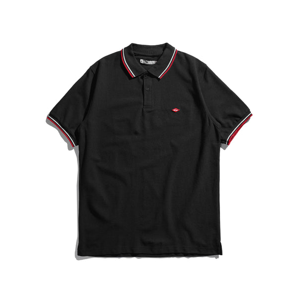 Lee Cooper Polo Shirt Stripe Diamond Logo Black