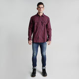 Lee Cooper Flannel Shirt Ethan Maroon