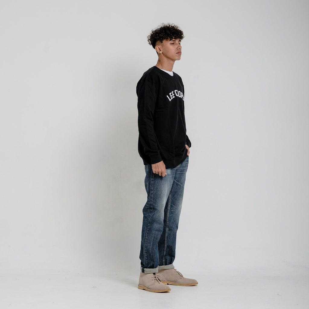 Lee Cooper Sweatshirt Crewneck Varsity Logo Type Black