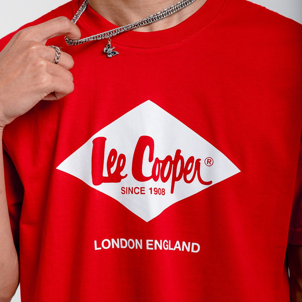Lee Cooper T-shirt Logo Diamond White Red