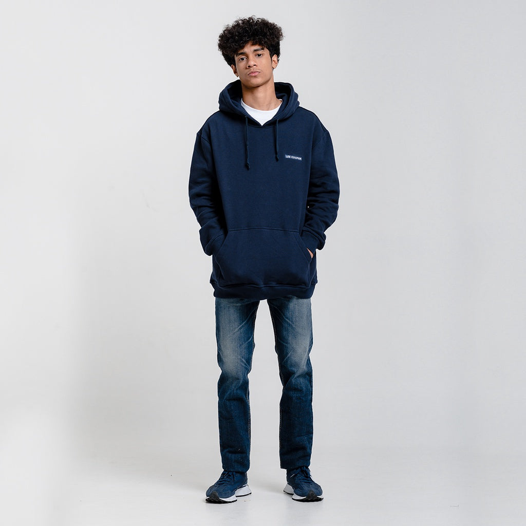 Lee Cooper Box Logo Pullover Hoodie Navy