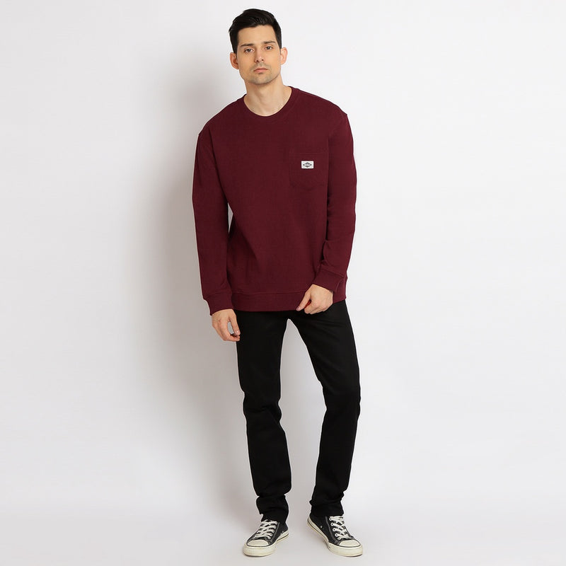 Lee Cooper Sweatshirt Crewneck Pocket Maroon