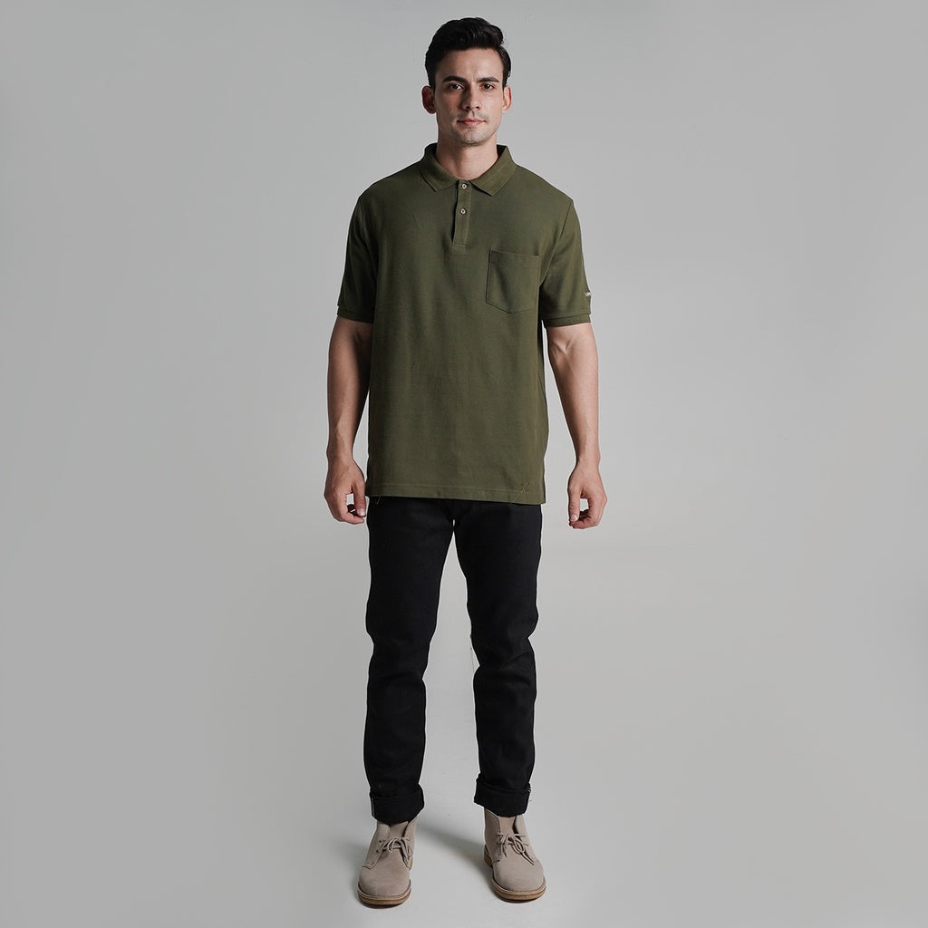 Lee Cooper Polo Shirt Pocket Olive