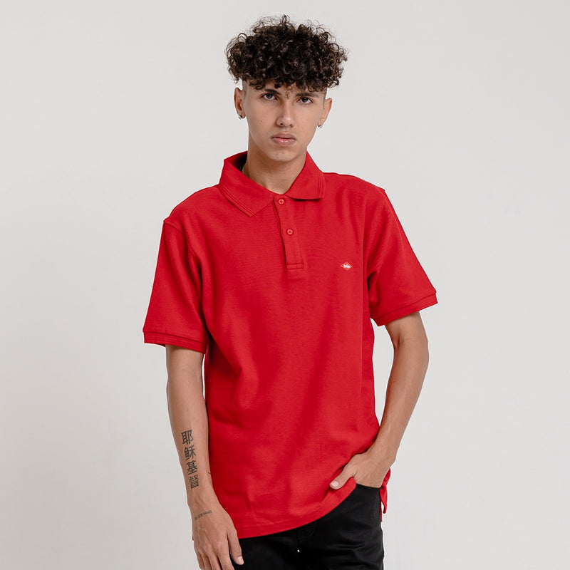 Lee Cooper Polo Shirt Logo Type Red