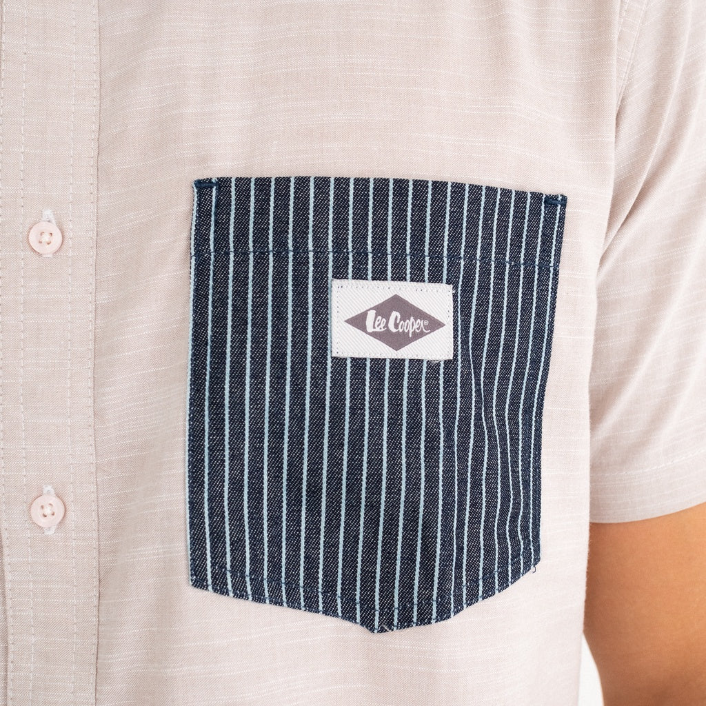 Lee Coper Short Sleeve Stripe Pocket Brown