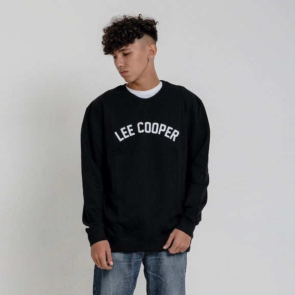 Lee Cooper Sweatshirt Crewneck Varsity Logo Type Black