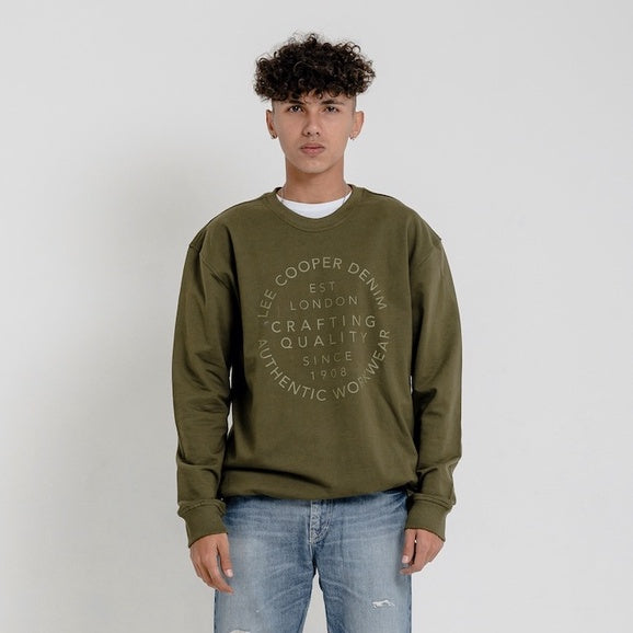 Lee Cooper Sweatshirt Crewneck Crafting Quality Green Army