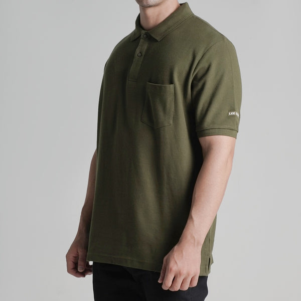 Lee Cooper Polo Shirt Pocket Olive