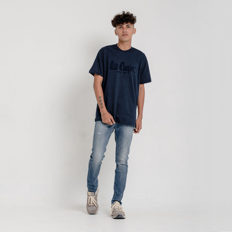 Lee Cooper T-shirt Logo Type Navy on Navy TS04