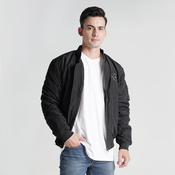 Lee Cooper Jaket Pria Bomber Jacket Singular Patch Black