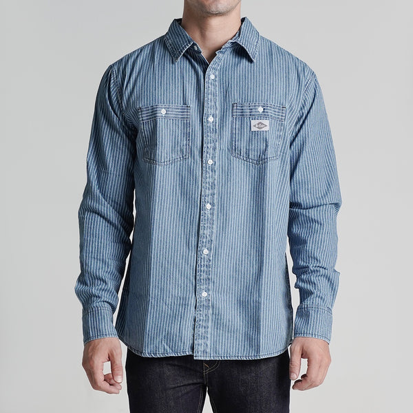 Lee Cooper Long Shirt Stripe Adler Blue Stone