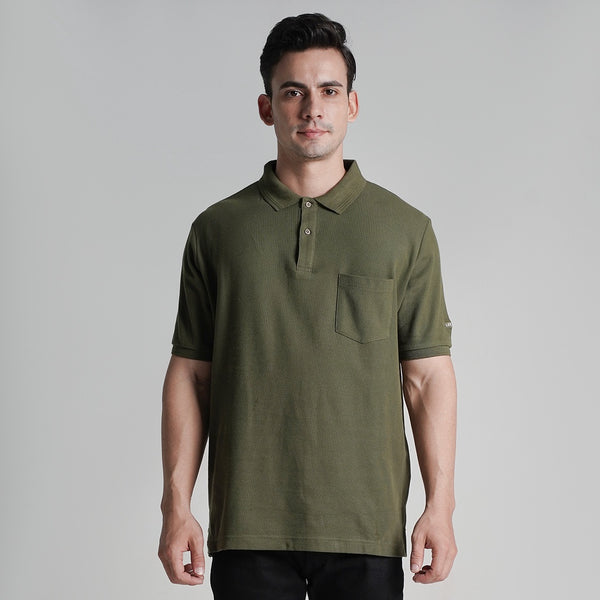 Lee Cooper Polo Shirt Pocket Olive