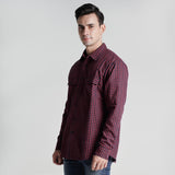 Lee Cooper Flannel Shirt Ethan Maroon