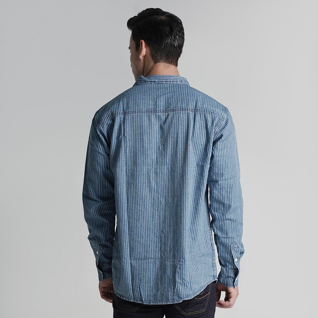 Lee Cooper Long Shirt Stripe Adler Blue Stone