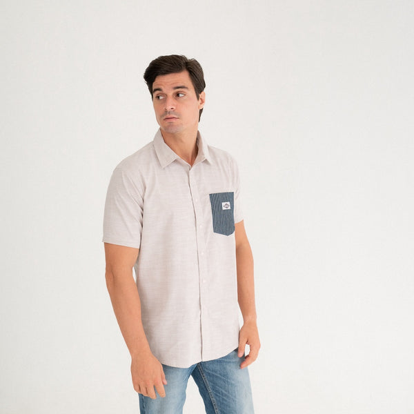 Lee Coper Short Sleeve Stripe Pocket Brown