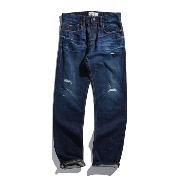 Lee Cooper Straight Fit Jeans Selvedge Harry Repaired Dark Blue