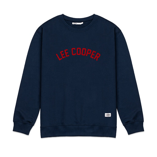Lee Cooper Sweatshirt Crewneck Varsity Logo Type Navy