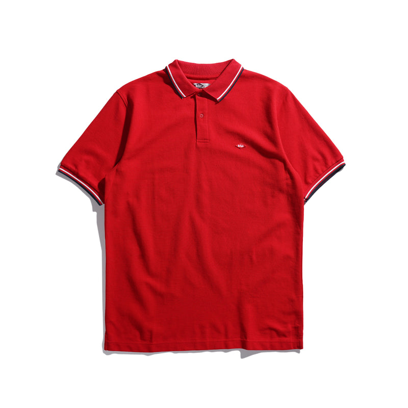 Lee Cooper Polo Shirt Stripe Diamond Logo Red