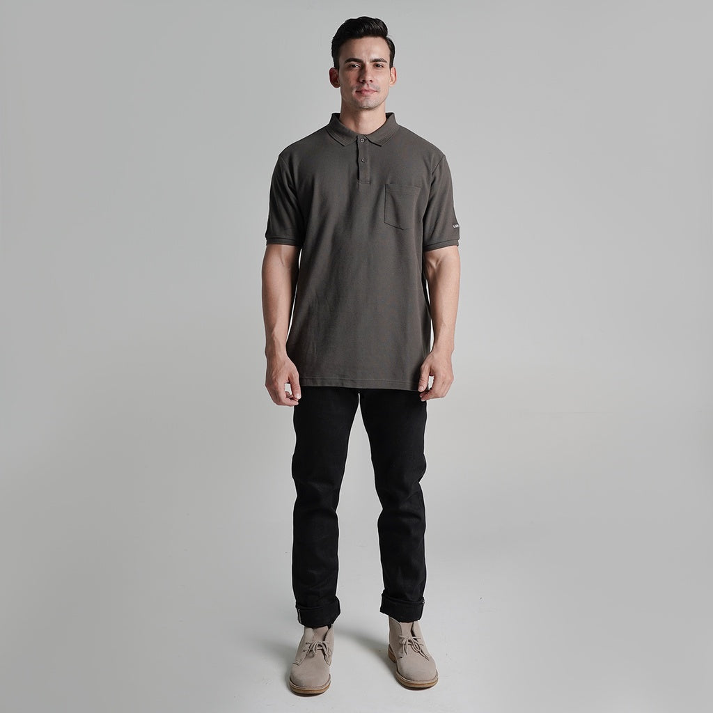 Lee Cooper Polo Shirt Pocket Dark Grey