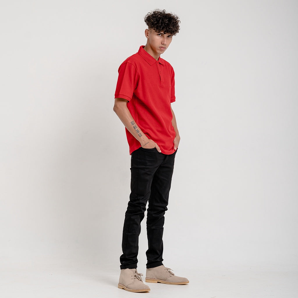 Lee Cooper Polo Shirt Logo Type Red