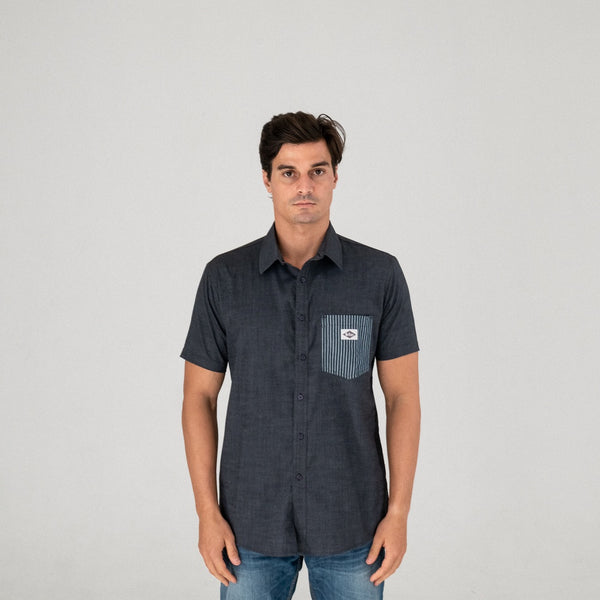 Lee Coper Short Sleeve Stripe Pocket Black