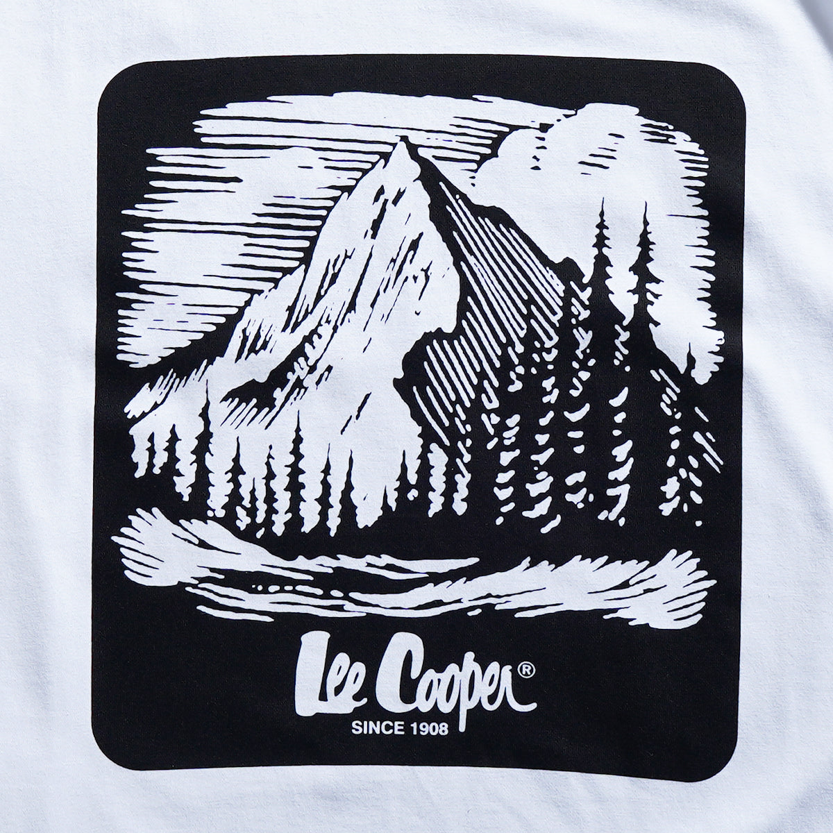 Lee Cooper T-Shirt Woodcut Mountain White