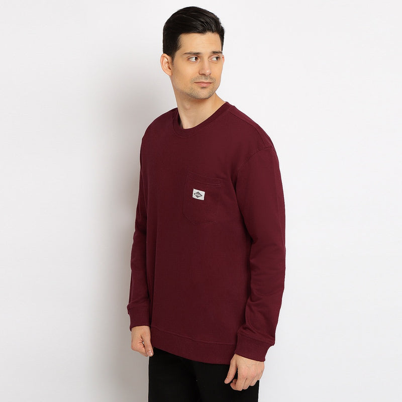 Lee Cooper Sweatshirt Crewneck Pocket Maroon