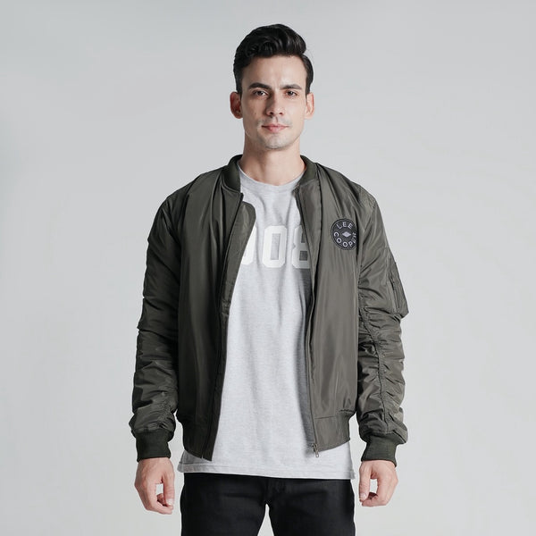 Lee Cooper Jaket Pria Bomber Jacket Singular Patch Olive