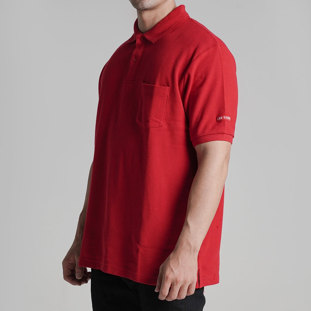 Lee Cooper Polo Shirt Pocket Red