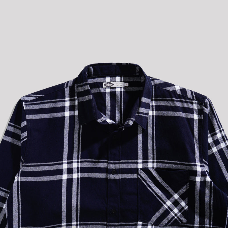 Lee Cooper Flannel Shirt Callum Dark Blue