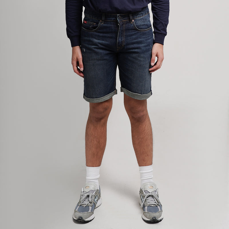 Lee Cooper Jeans Short Roll Up Ripped Dark Blue