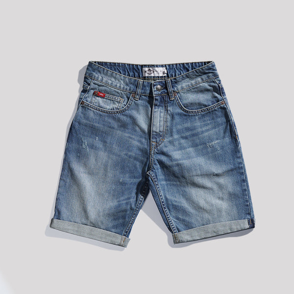 Lee Cooper Jeans Short Roll Up Ripped Medium Blue