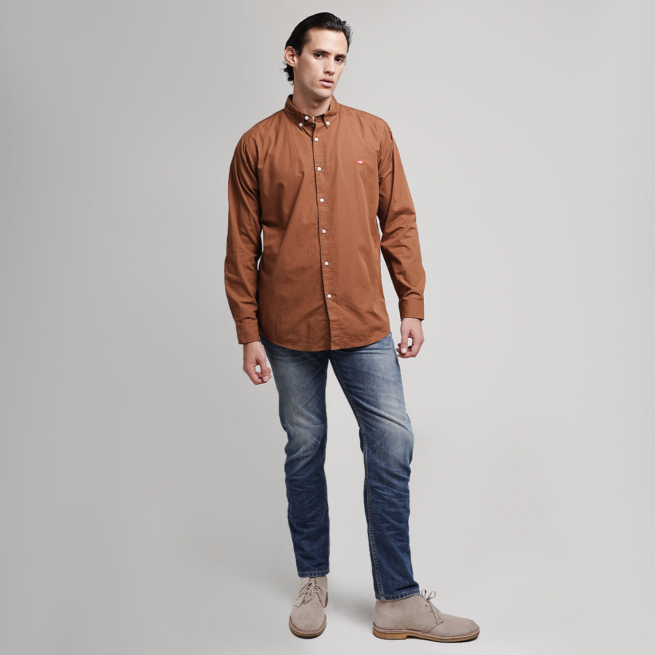 Lee Cooper Long Shirt Everett Medium Brown