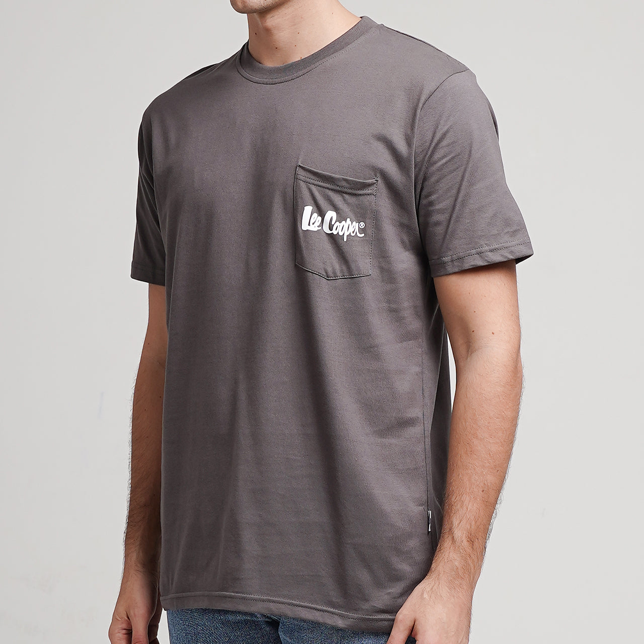 Lee Cooper T-Shirt Logo Type Pocket Dark Grey