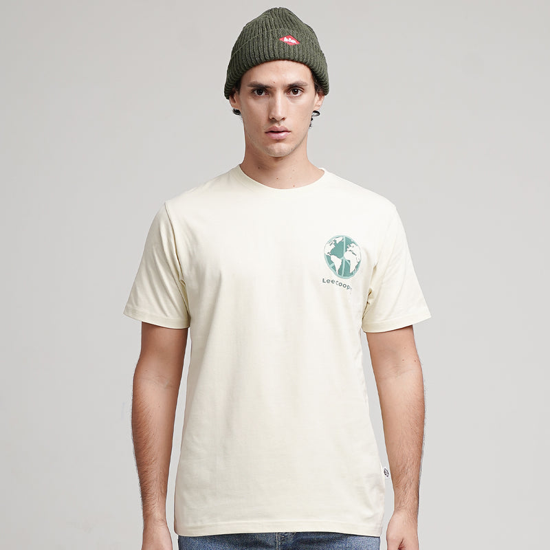 Lee Cooper T-Shirt Planet Earth Cream