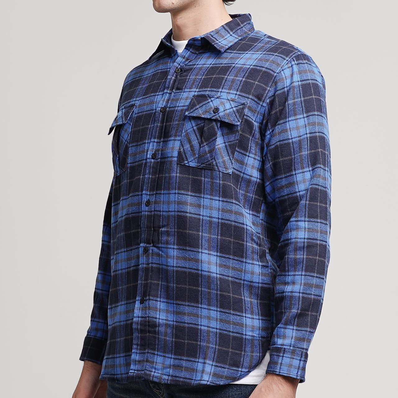 Lee Cooper Flannel Shirt Kyle Blue