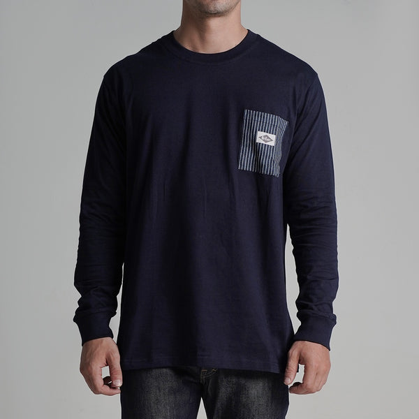 Lee Cooper Longsleeve T-shirt Stripe Pocket Navy