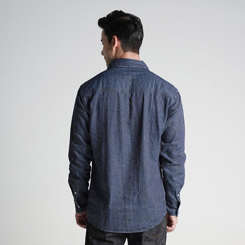 Lee Cooper Long Shirt Stripe Adler Dark Blue Stone