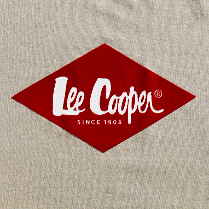 Lee Cooper T-Shirt Red Diamond Logo Velvet Beige
