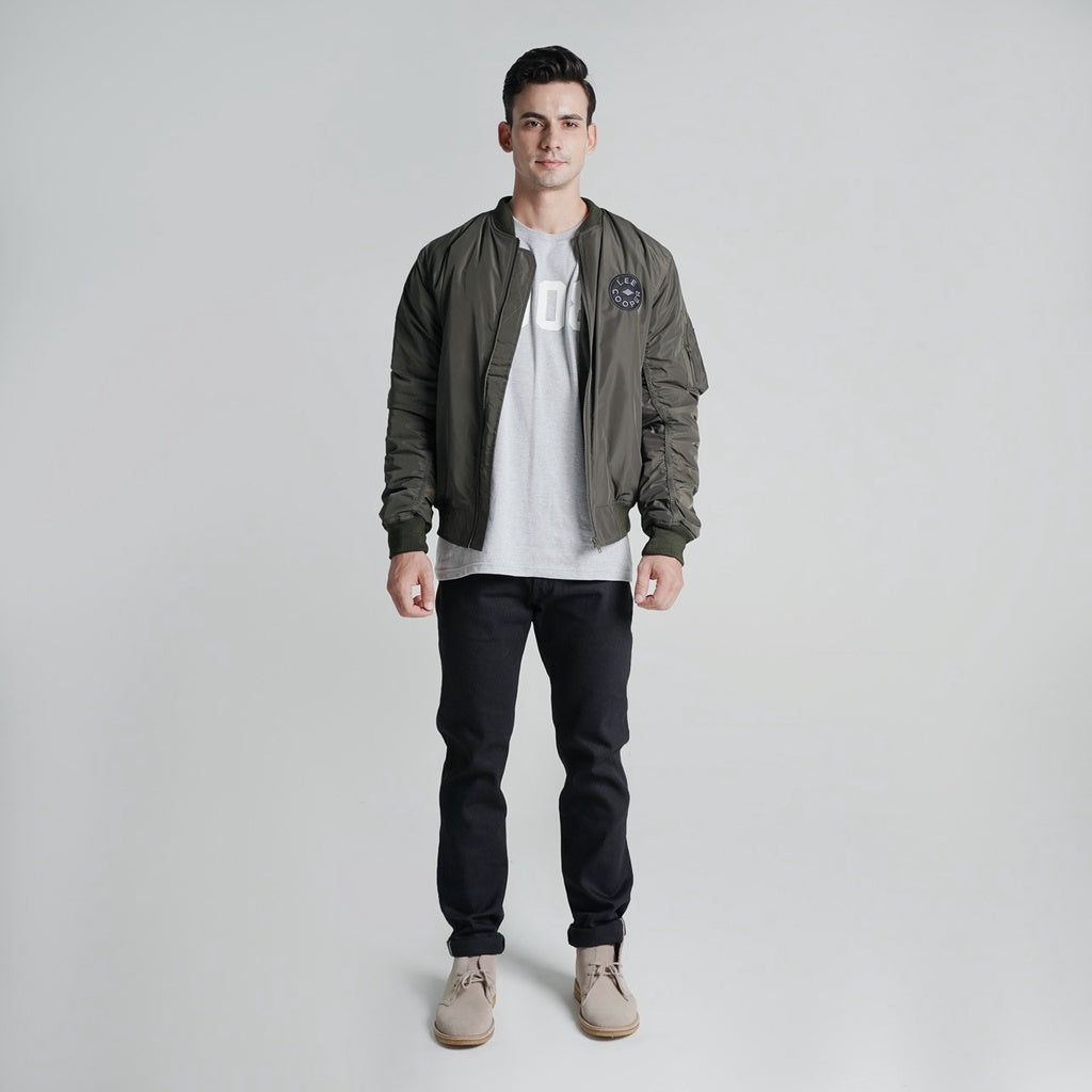 Lee Cooper Jaket Pria Bomber Jacket Singular Patch Olive