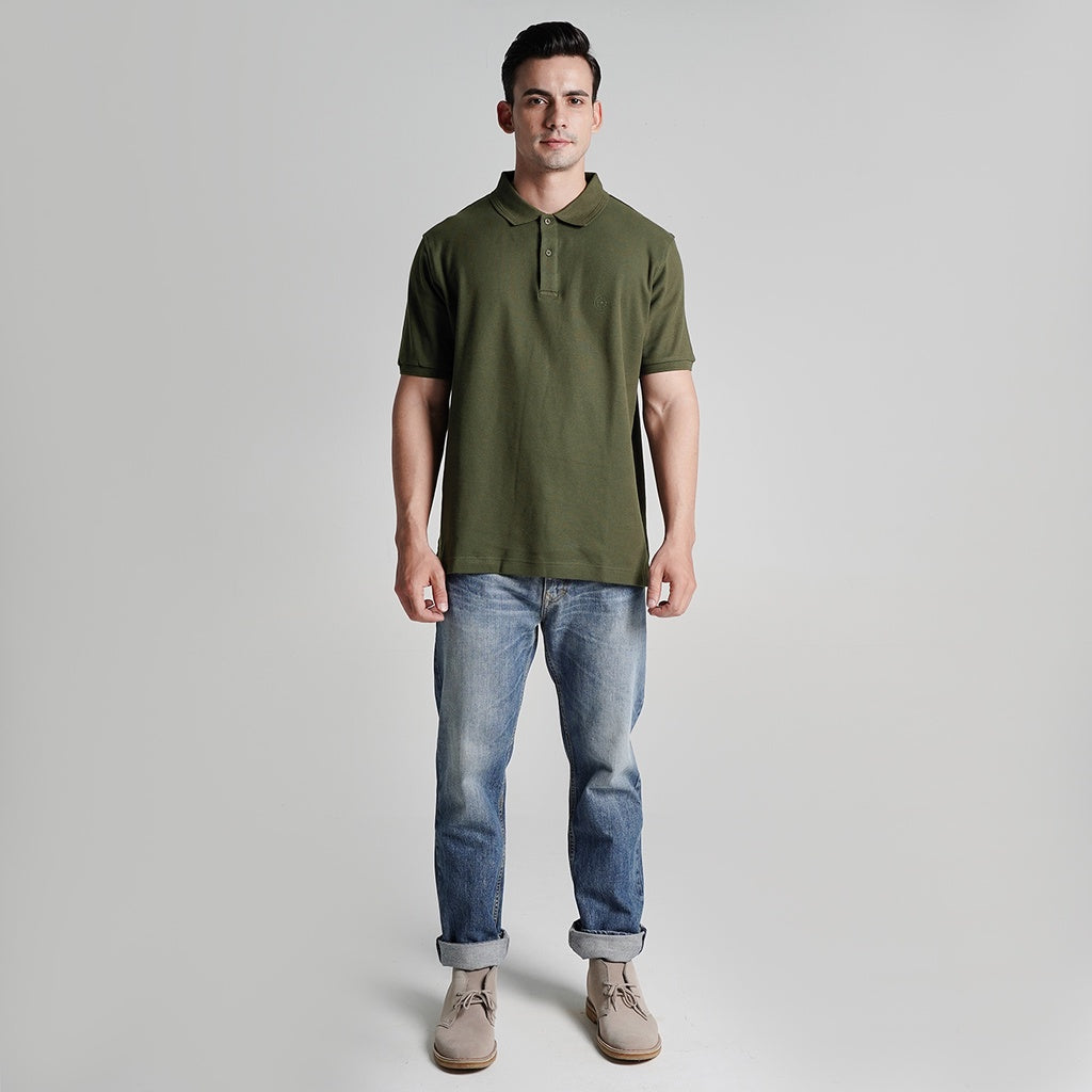Lee Cooper Polo Shirt Logo Circular Olive