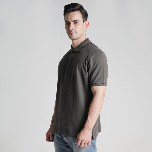 Lee Cooper Polo Shirt Logo Circular Dark Grey