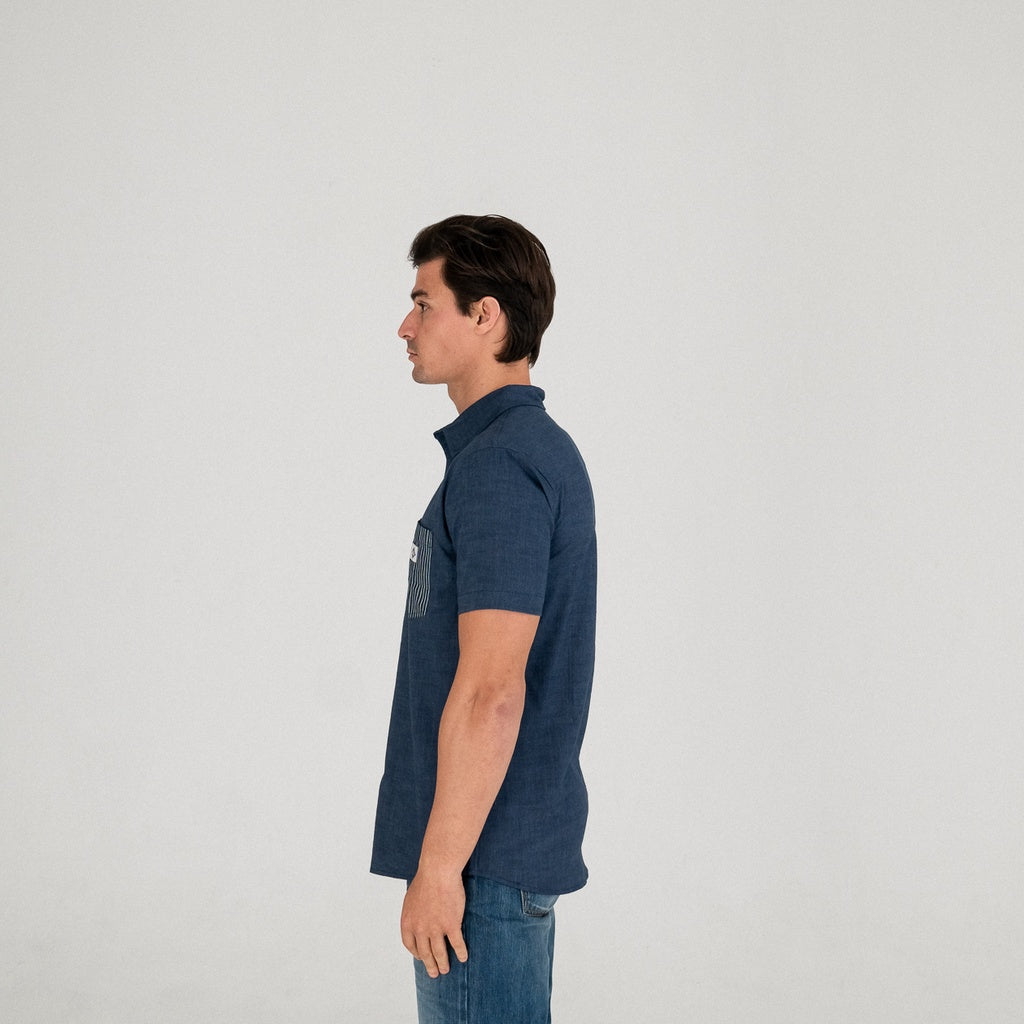 Lee Coper Short Sleeve Stripe Pocket Navy